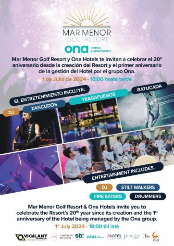 July 1 20th birthday bash for Mar Menor Golf Resort at the hotel