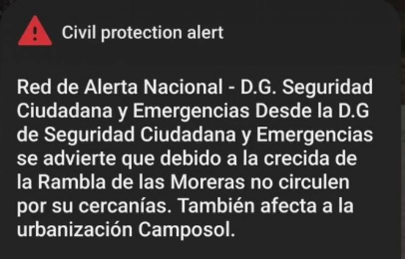 Camposol mobile phones simultaneously sound flood warning alert!