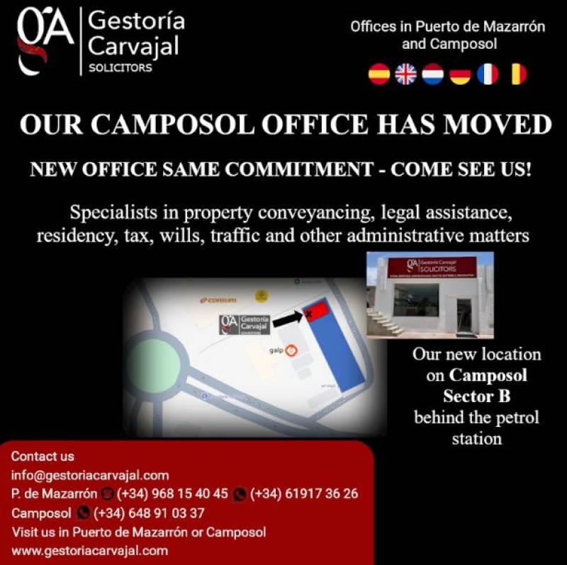 Buying or selling a house in Mazarrón, Murcia with the help of Gestoría Carvajal at their new Camposol office