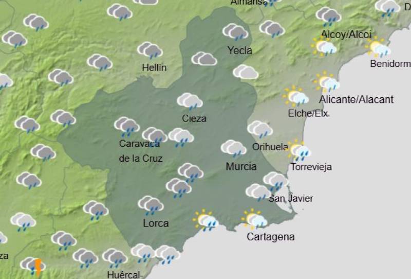 Rain all weekend long: Murcia weather forecast December 11-14