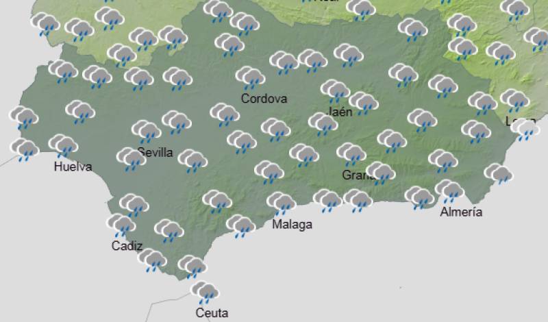 Andalucía weekly weather forecast February 2-5: Repeated bouts of rain, strong winds and some milder air