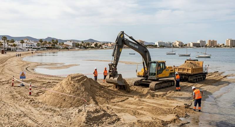 A fresh coat of sand for Cartagena's coastline before Easter