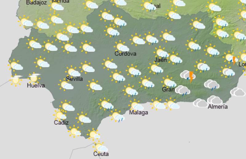 Andalucía weekly weather forecast April 27-30: Breezy start, then showers and thunderstorms