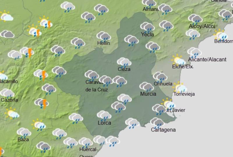 It's a washout of a long weekend: Rain forecast in Murcia April 30-May 3