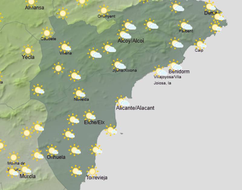 Mild start, wetter finish: Alicante weather forecast October 12-15