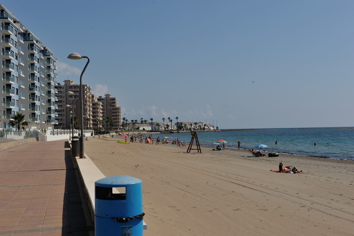 Playa del Pudrimel, a Mediterranean beach in the San Javier section of La Manga del Mar Menor